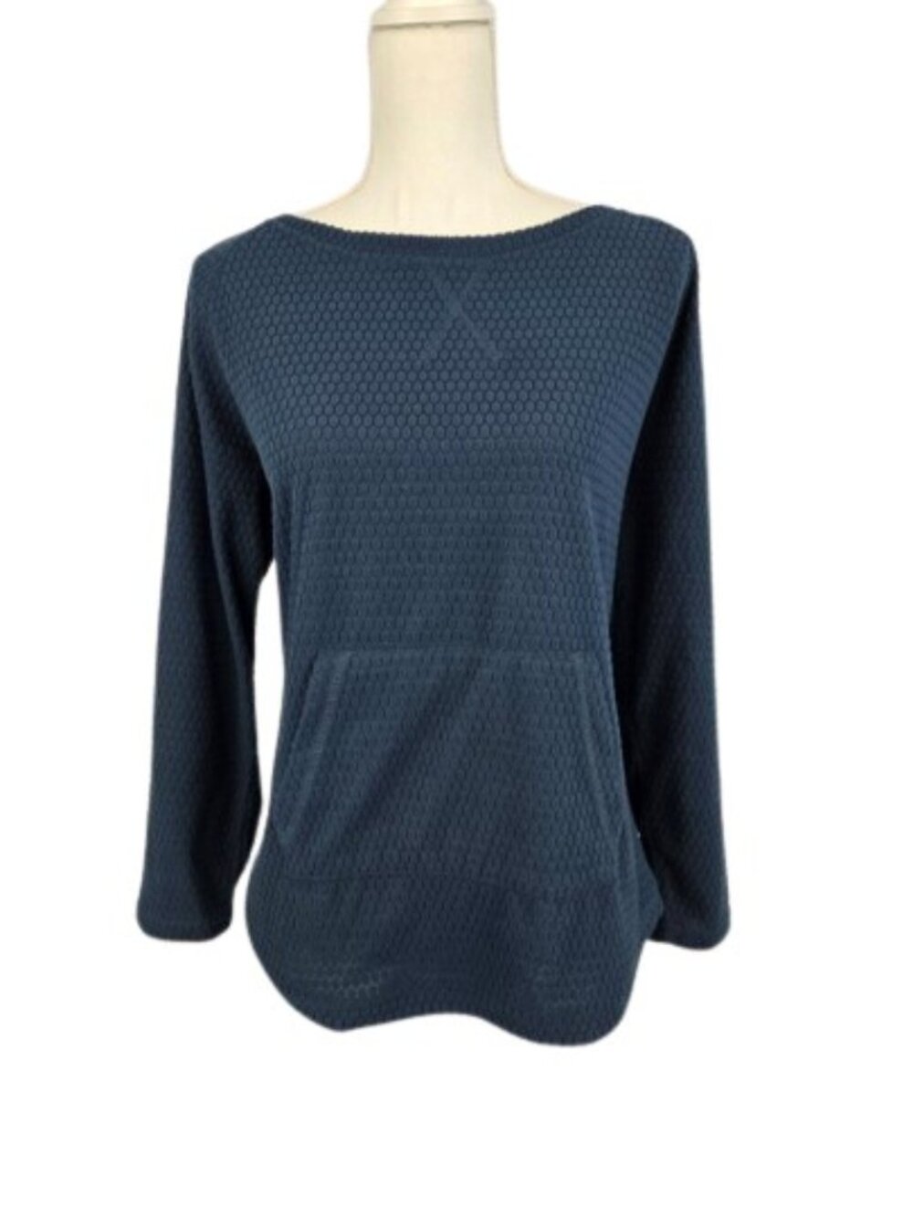 Serra Navy Textured Hi Low Pocket Top XL